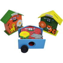 BUY4LESS - Piggy Bank for Kids Wood House Animal Designs, Multi Color for Kids Birthday Party, Money Box, Saving Box. Home Decor, Piggy Bank, Coin Box - Multicolor