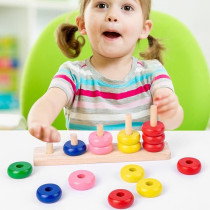 BUY4LESS - Wooden Colorful Rainbow Calculate Circle, Educational Counting RingsAbacus Stacking Ring1 to 5 Abacus Counting Toy (Counting Rings)