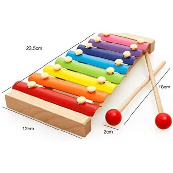 BUY4LESS - Wooden Kids Educational Piano Xylophone, Educational Musical Instruments Toy, 8 Key Scales (Xylophone)