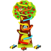BUY4LESS - Wooden Squirrel Taxiway Race Track With 3 Cars Fruit Tree Gliding Car Toy - Early Learning Educational Wooden Toy Preschool Kids Funny Toys Sensory Toys For Children