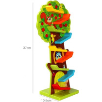 BUY4LESS - Wooden Squirrel Taxiway Race Track With 3 Cars Fruit Tree Gliding Car Toy - Early Learning Educational Wooden Toy Preschool Kids Funny Toys Sensory Toys For Children