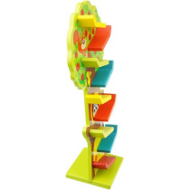 BUY4LESS - Wooden Squirrel Taxiway Race Track With 3 Cars Fruit Tree Gliding Car Toy - Early Learning Educational Wooden Toy Preschool Kids Funny Toys Sensory Toys For Children