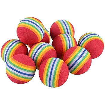 BUY4LESS 10 Pcs Rainbow Ball 4.2 cm diameter foam ball cat pet toy