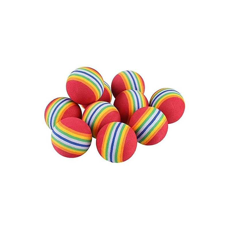BUY4LESS 10 Pcs Rainbow Ball 4.2 cm diameter foam ball cat pet toy