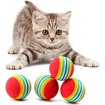 BUY4LESS 10 Pcs Rainbow Ball 4.2 cm diameter foam ball cat pet toy