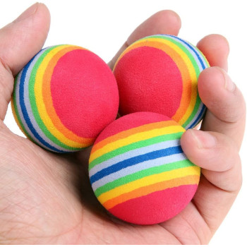 BUY4LESS 10 Pcs Rainbow Ball 4.2 cm diameter foam ball cat pet toy