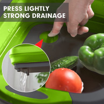 Hi Ninger Camping Cutting Board, Hi Ninger Collapsible Cutting Board with Knife and Towel Foldable Camping Dishes Sink Space Saving 3 in 1 Multifunction Storage Basket for BBQ Prep/Picnic/Camping Sink - Light Green