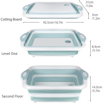 Hi Ninger Collapsible Cutting Board, Hi Ninger Foldable Chopping Board Multifunction Chopping Board, Space Saving 3 in 1 Multifunction Storage Basket, Chopping&Slicing Board for Prep/Picnic/Camping (Sky blue)