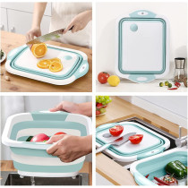 Hi Ninger Collapsible Cutting Board, Hi Ninger Foldable Chopping Board Multifunction Chopping Board, Space Saving 3 in 1 Multifunction Storage Basket, Chopping&Slicing Board for Prep/Picnic/Camping (Sky blue)