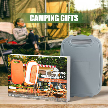 Hi Ninger Collapsible Cutting Board, Hi Ninger Foldable Chopping Board with Colander, 9-In-1 Multi Chopping Board Kitchen Vegetable Washing Basket Silicone Dish Tub for Camping, Picnic, BBQ, Kitchen-Gray