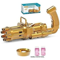 Electrical Mini Gatling Bubble Gun for Colorful Bubbles (Golden)