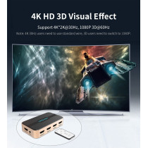 Vention HDMI Splitter. Vention HDMI Switcher 5x1 Ports HDMI Switcher 5 in 1 out HDMI Splitter Switcher 4K2K 1080P 3D IR Remote Control for PS3 Xbox 360 Sky Box DVD HDTV Projector etc