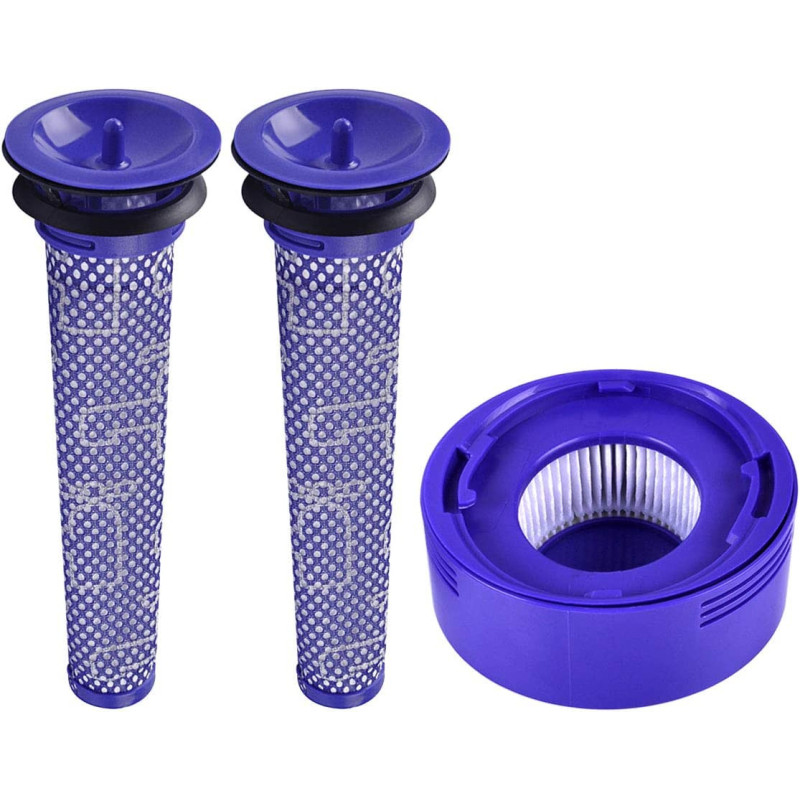 KEEPOW 2 Pre Motor Filters and 1 Post Hepa Filter Replacement for Dyson V7 V8 Cordless Vacuum Replace # Dy-96566101, Dy-96747801