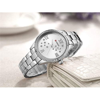 CURREN Luxury Brand Curren Gold Stainless Steel Crystal Jewelry Ladies Dress Quartz Watch