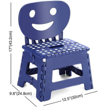 Plastic Multi Purpose Folding Step Stool with Happy Face Back Support - Purple
