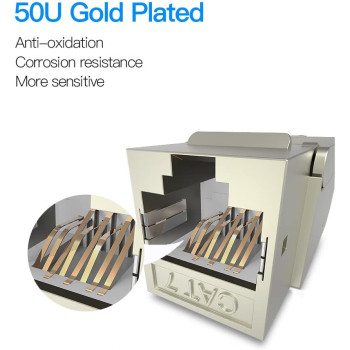 VENTION RJ45 Modular Jack, VENTION Cat7 Cat6 Cat5 RJ45 8P8C Network Keystone Jack RJ45 socket Metal Shell High Shielding Ethernet Modular Jack (Modular Jack, Pack of 5)