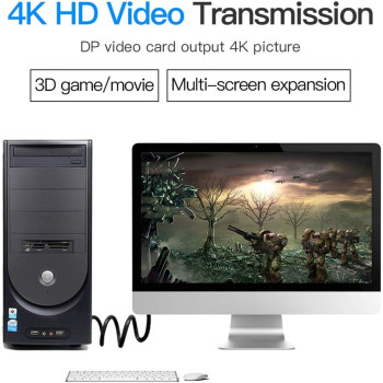 Vention DisplayPort Cable, Gold-Plated DP Male to DP Male, DisplayPort 1.2 Supports 4K@60Hz, 3D and Audio and Video, Compatible with TV, PC Graphics Card for HDTV/Monitor (DP to DP, 3 Meter)