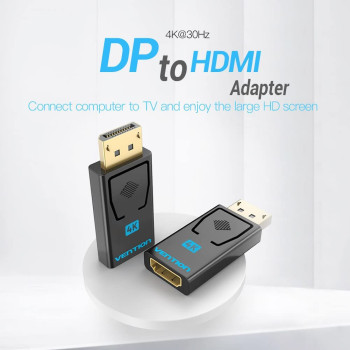 Vention DisplayPort to HDMI 2.1 Adapter @4k, [ Uni-directional DP Male to HDMI 2.1 Female ] Gold-Plated connect laptop/Desktop DP interface to HDMI Monitor, TV, Projector [Pack of 3] [1 Year Warranty]