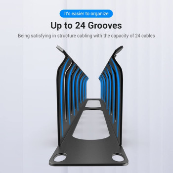 Vention Ethernet Network Accessories KHAB0 1U Cable Manager for 19" standard cabinet Cold Rolled Steel & Powder Coating(1U Cable Manager, 1 pcs)