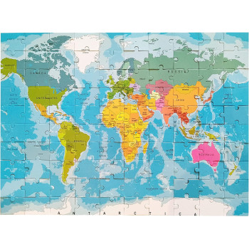 100 Pcs World Map Activity Jigsaw Puzzl With A Exciting OUR WORLD Book To Learn Everything About Our Planet Right From Big Bang Theory, Evolution, Continents, Maps, Rivers, Lakes, Valleys, Islands