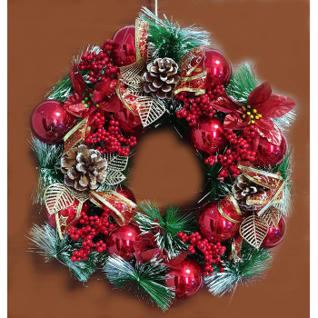 BUY4LESS Christmas Tree Decorations Baubles Party Wedding Ornament Christmas (Design 1, Wreath 40 cm)