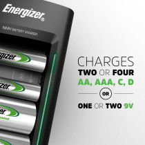 Energizer Energizer Rechargeable Aa And Aaa Battery Charger (Recharge Value) With 4 Aa Nimh Rechargeable Batteries, Black, 50608, Maxi Charger