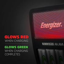 Energizer Energizer Rechargeable Aa And Aaa Battery Charger (Recharge Value) With 4 Aa Nimh Rechargeable Batteries, Black, 50608, Maxi Charger