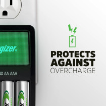 Energizer Energizer Rechargeable Aa And Aaa Battery Charger (Recharge Value) With 4 Aa Nimh Rechargeable Batteries, Black, 50608, Maxi Charger