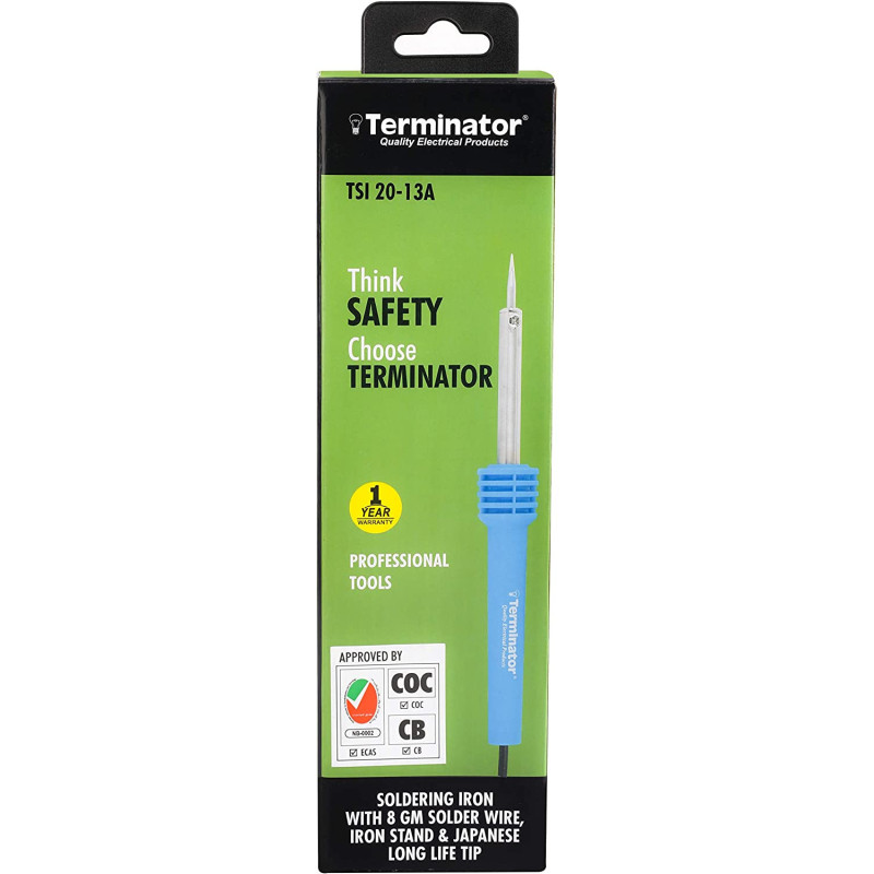 Terminator Soldering Iron With 8 gm Solder Wire, Iron Stand & Japnese Long Life Tip TSI 20-13A