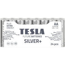 Tesla AA Battery Silver+ Alkaline - Plus Extra Energy Shrink Foil LR6/1.5V Pack of 24