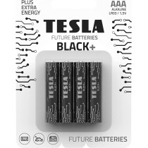 Tesla AAA Battery Black+ Alkaline - Plus Extra Energy Batteries Blister Foil LR03/1.5V Pack of 4