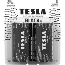 Tesla D Battery Black+ Alkaline - Plus Extra Energy battery D Blister Foil LR20/1.5V Pack of 2