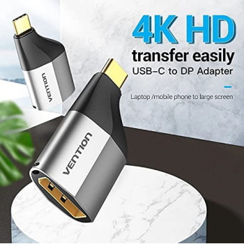 Vention USB C to Display Port Adapter 4K 60Hz, Type C Thunderbolt 3 Male to DP Female Adapter Compatible with MacBook Pro, MacBook Air, iPad Pro, Pixelbook, XPS, Galaxy, and More