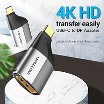 Vention USB C to Display Port Adapter 4K 60Hz, Type C Thunderbolt 3 Male to DP Female Adapter Compatible with MacBook Pro, MacBook Air, iPad Pro, Pixelbook, XPS, Galaxy, and More