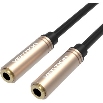 Vention 3.5mm Female to Female Stereo Coupler Plug, Vention 3.5mm Female Jack to Female Audio Cable Gold Plated Audio Extension Cable Aux Cable for Computer Mobile Phone PS3 PS4 1ft (0.3M)-Black