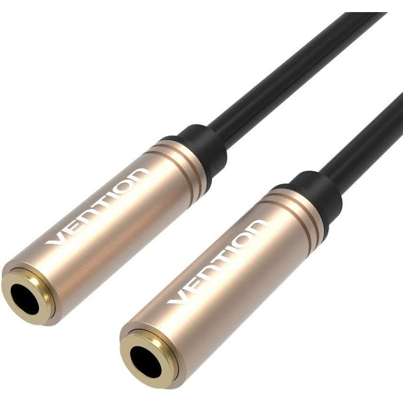 Vention 3.5mm Female to Female Stereo Coupler Plug, Vention 3.5mm Female Jack to Female Audio Cable Gold Plated Audio Extension Cable Aux Cable for Computer Mobile Phone PS3 PS4 1ft (0.3M)-Black