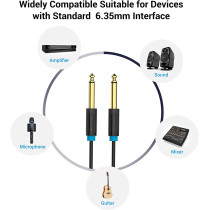 Vention 6.35mm Guitar Cable,Mono Jack 1/4" TS 6.35 Male to Male Music Instrument Cable for Electric Bass Guitar,Amplifier,Speakers, with Gold Plated (10 Meter)