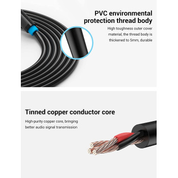 Vention 6.35mm Guitar Cable,Mono Jack 1/4" TS 6.35 Male to Male Music Instrument Cable for Electric Bass Guitar,Amplifier,Speakers, with Gold Plated (10 Meter)