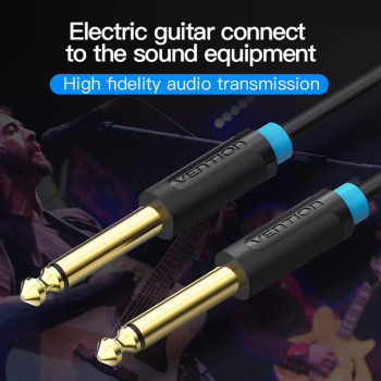 VENTION 6.35mm Guitar Lead, 1/4 inch to 1/4 inch TS Professional Speaker Cable Bass AMP Cord 1/4 Straight to Straight for Electric Guitar, Bass Guitar, Electric Mandolin, Pro Audio, Black