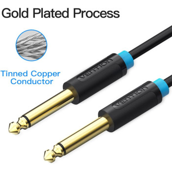 VENTION 6.35mm Guitar Lead, 1/4 inch to 1/4 inch TS Professional Speaker Cable Bass AMP Cord 1/4 Straight to Straight for Electric Guitar, Bass Guitar, Electric Mandolin, Pro Audio, Black