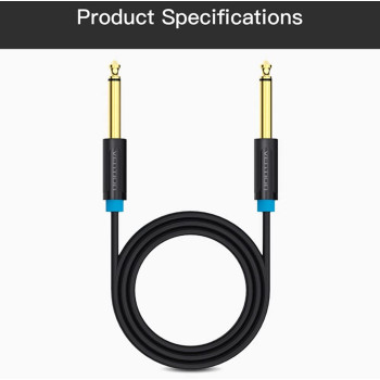 VENTION 6.35mm Guitar Lead, 1/4 inch to 1/4 inch TS Professional Speaker Cable Bass AMP Cord 1/4 Straight to Straight for Electric Guitar, Bass Guitar, Electric Mandolin, Pro Audio, Black