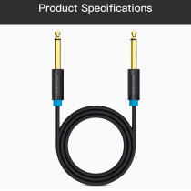 VENTION 6.35mm Guitar Lead, 1/4 inch to 1/4 inch TS Professional Speaker Cable Bass AMP Cord 1/4 Straight to Straight for Electric Guitar, Bass Guitar, Electric Mandolin, Pro Audio, Black