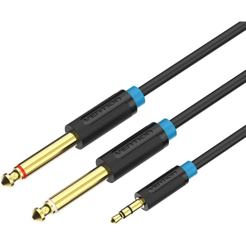 VENTION 3.5mm to Double 6.35MM Stereo Jack Audio Cable Gold Plated 3.5mm 1/8" TRS to 6.35mm 1/4" TS Mono Y-Cable Splitter Cord for iPhone Multimedia Speakers and Home Stereo Systems