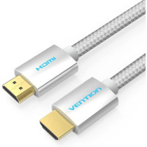 VENTION 4K HDMI Cable, Ultra High Speed Male to Male HDMI 2.0 Cable 18Gbps 4K,60Hz 3D, Video Return UHD 3860p, HD 1080p, Ethernet Compatible for Apple TV, Xbox (Cotton Braided Silver)