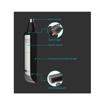 AFRA Japan Nose Trimmer, AF-0045NSBK, Stainless Steel Head, Ergonomic, Portable, Rechargeable, Compact Design, Easy to Operate, USB Cable Charging