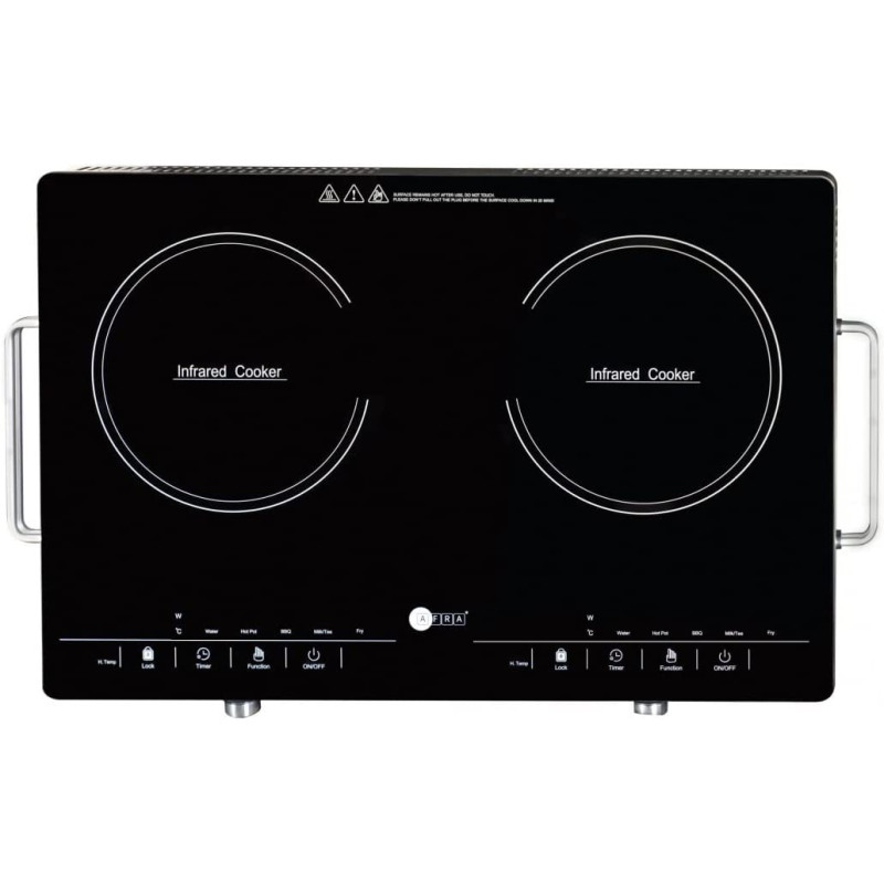 Afra AF-3000ICBK Japan Infrared Cooktop (Double), 3000W, LED Display, Child Lock, Crystal Plate, Stainless Steel Body, G-Mark, ESMA, RoHS, And CB Certified, 2 Years Warranty.