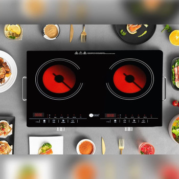 Afra AF-3000ICBK Japan Infrared Cooktop (Double), 3000W, LED Display, Child Lock, Crystal Plate, Stainless Steel Body, G-Mark, ESMA, RoHS, And CB Certified, 2 Years Warranty.