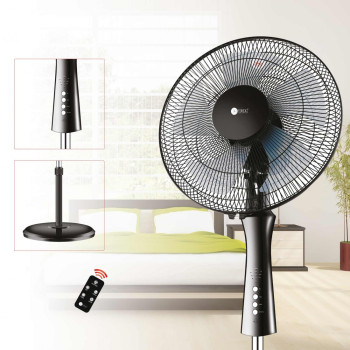 AFRA Japan Electric Stand Fan, AF-1660BKR, 60W, Adjustable Height, 5 Blades, Includes Remote Control, Black, G-Mark, ESMA, RoHS, And CB Certified, 2 Years Warranty