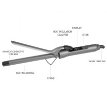 AFRA Japan Hair Curler, AF-360HCGY, PTC Heating Element, LCD Display, 360-Degree Power Cord, Ceramic Coat Barrel, Adjustable Temperature, Cool Safety Tip