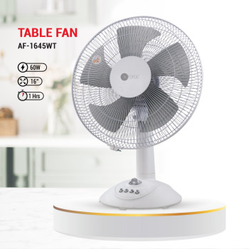 AFRA Japan AF-1645WT Electric Table Fan, 45W, White, G-Mark, ESMA, RoHS, And CB Certified, 2 Years Warranty